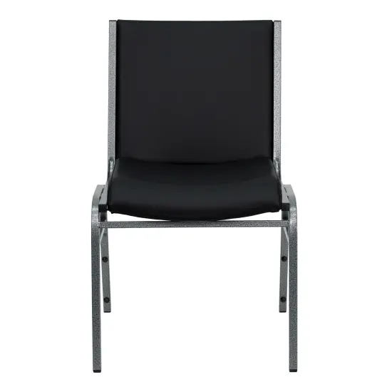 Emma and Oliver Heavy Duty Reception/Guest Stack Chair Black Vinyl {2}