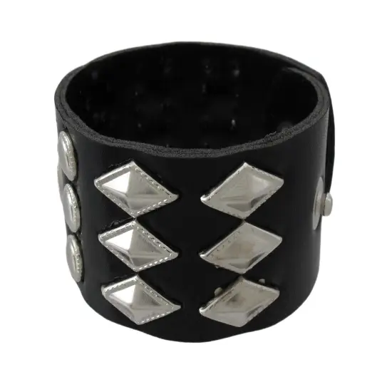 Black Vinyl Wristband with Round and Diamond Shaped Studs {3}