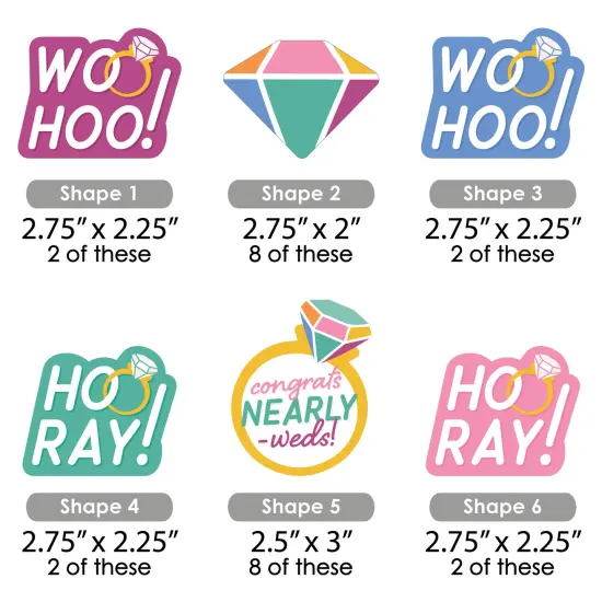 Big Dot of Happiness Just Engaged - Colorful - DIY Shaped Engagement Party Cut-Outs - 24 Count {3}