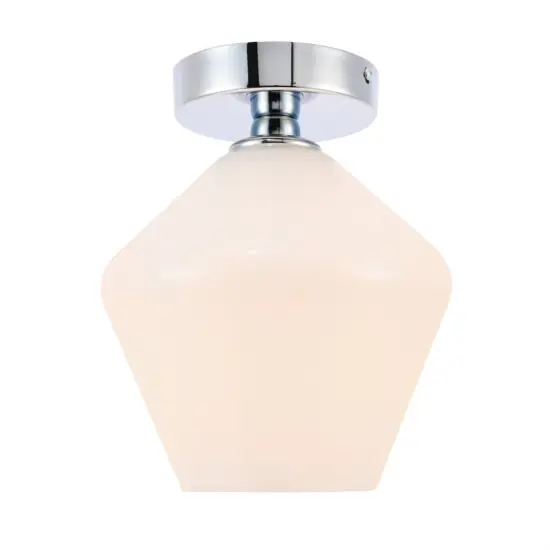 Gene 1 light Chrome and Frosted white glass Flush mount {4}