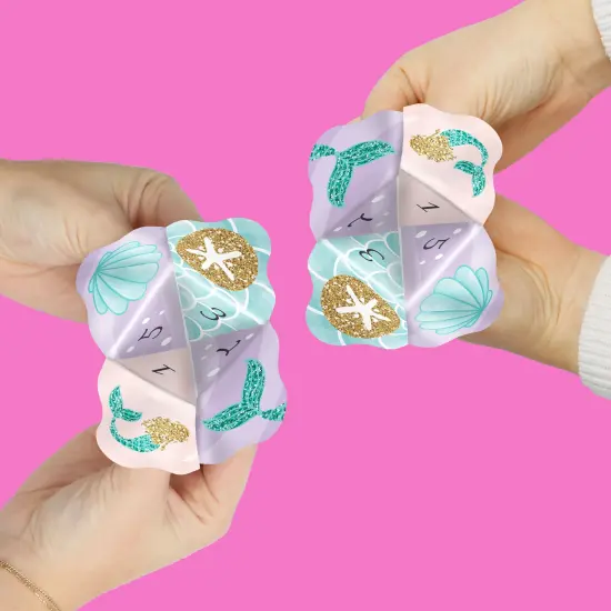 Big Dot of Happiness Let's Be Mermaids - Baby Shower or Birthday Party Cootie Catcher Game - Jokes and Dares Fortune Tellers - Set of 12 {3}
