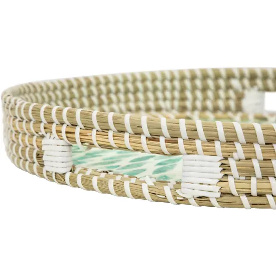 Northlight Seagrass and Capiz Display Trays - 15.75" - Set of 3 Beige {6}