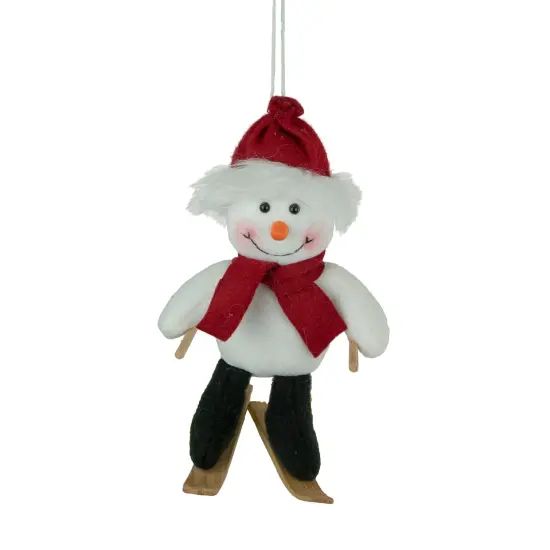 Northlight Skiing Snowman with Santa Hat and Matching Scarf Christmas Ornament - 9.5" Red {6}