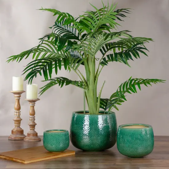 Napa Home & Garden Set of 3 Green and White Textured Planter Set 10.5" {3}