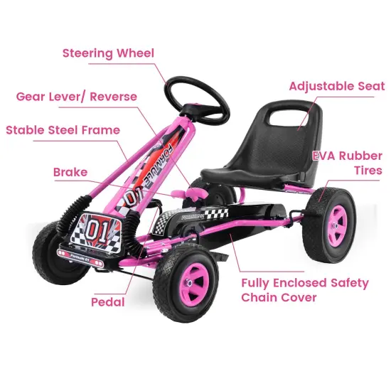 4 Wheels Kids Ride On Pedal Powered Bike Go Kart Racer Car Outdoor Play Toy Pink {4}