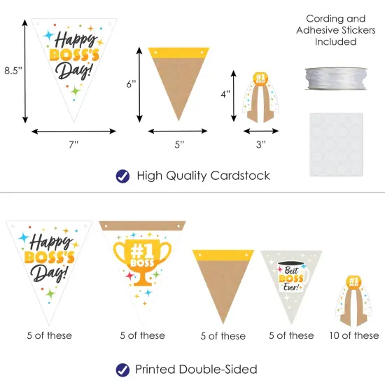 Big Dot of Happiness Happy Boss's Day - DIY Best Boss Ever Pennant Garland Decoration - Triangle Banner - 30 Pieces {4}