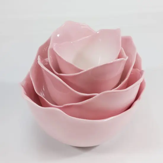 Ceramic Pink Rose Bowl-Set Of 5, Home D&eacute;cor, Gift for Her, Gift for Mom, Kitchen D&eacute;cor, Valentine&rsquo;s Day D&eacute;cor, Romantic Wedding D&eacute;cor {4}