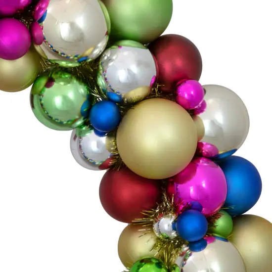 Northlight Rainbow 2-Finish Shatterproof Ball Christmas Wreath - 36" - Multicolor - Unlit {4}