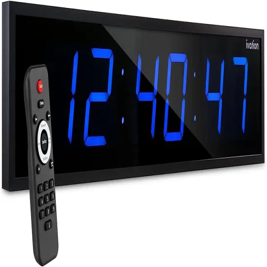 Ivation Huge 48" inch Digital LED Clock with Stopwatch, Alarms, Timer & Temp Blue {1}