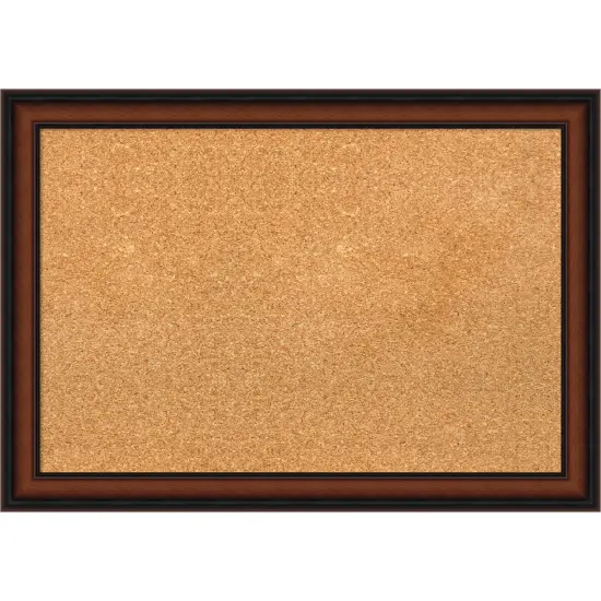 Cyprus Walnut Narrow Wood Framed Corkboard, Natural Cork {1}