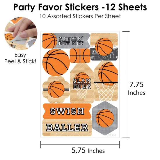 Big Dot of Happiness Nothin' but Net - Basketball - Baby Shower or Birthday Party Favor Sticker Set - 12 Sheets - 120 Stickers {4}