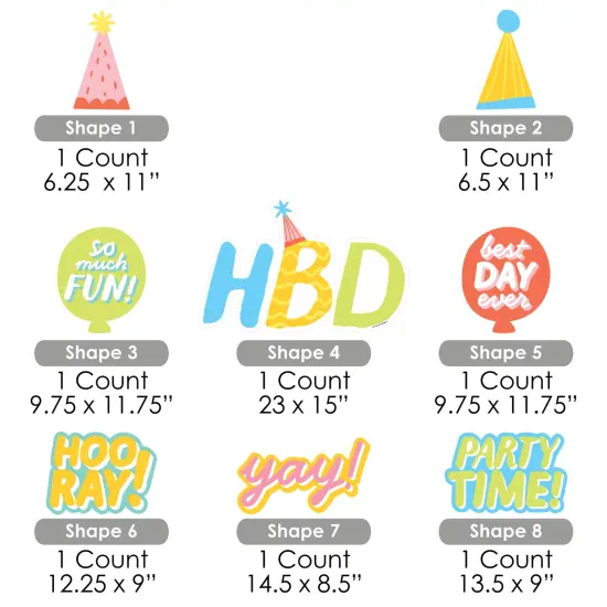 Big Dot of Happiness Party Time - Yard Sign and Outdoor Lawn Decorations - Happy Birthday Party Yard Signs - Set of 8 {7}