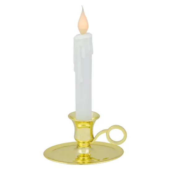 Northlight LED Lighted Window Candle with Oval Handle Base - 8 - White and Gold {3}