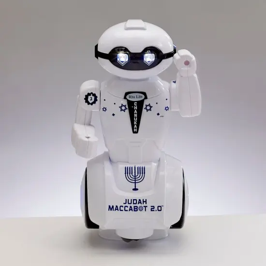 Rite Lite 8.5" White and Blue Battery Operated Hanukkah "Judah Maccabot" Dancing Robot {3}