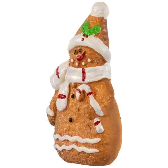 Northlight Frosted Gingerbread Snowman with Candy Cane Christmas Figurine - 4" Brown {5}