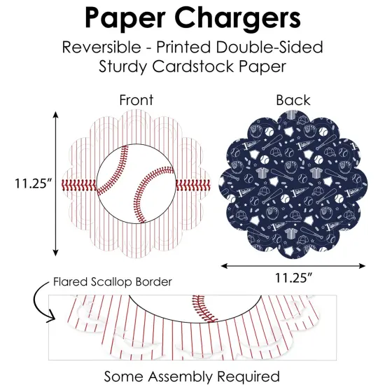 Big Dot of Happiness Batter Up - Baseball - Baby Shower or Birthday Party Paper Charger & Table Decorations Chargerific Kit for 8 {6}