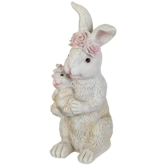 Northlight Mother and Baby Bunny Outdoor Garden Easter Statue - 9.25" White {4}