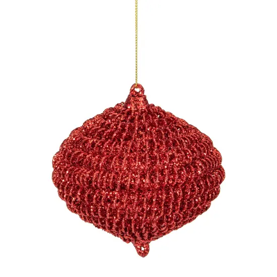 Northlight 4" Red Glitter Spiral Coiled Wire Onion Finial Christmas Ornament {1}