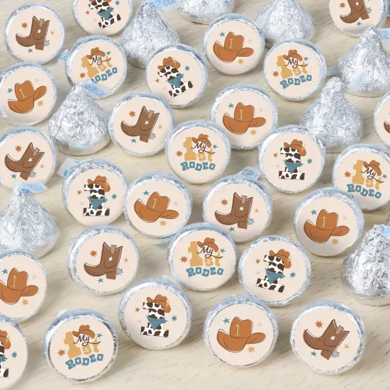 Big Dot of Happiness My First Rodeo - Little Cowboy 1st Birthday Party Small Round Candy Stickers - Party Favor Labels - 324 Count {1}
