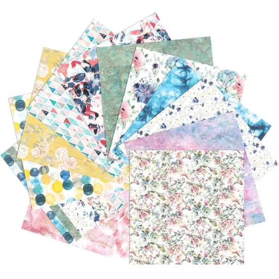 Wrapables 6x6 Decorative Single-Sided Scrapbook Paper for Arts & Crafts Projects, Scrapbooking, Card-Making Colorful Floral {4}