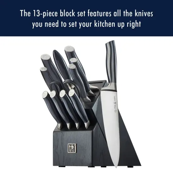 Henckels Graphite 13-pc Knife Set with Block, Kitchen Knife Sharpener, Chef Knife, Steak Knife, Black, Stainless Steel {3}