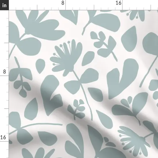 Various Fabrics by the Yard or Fat Quarter Duck Egg Blue Modern Floral Silhouette Pressed Flowers Botanical Boho Chic Large Scale Custom Printed Fabric by Spoonflower {2}