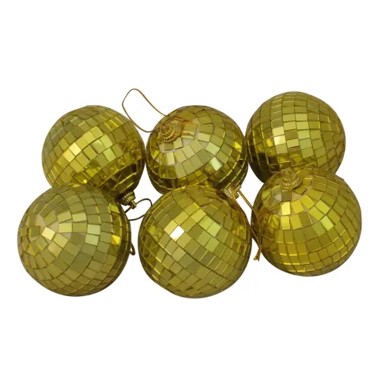 Northlight Mirrored Disco Ball Christmas Ornaments - 2.75" (70mm) - Vegas Gold - 6ct {1}