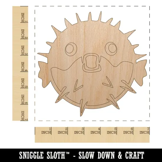 Startled Puffer Fish Unfinished Wood Shape Piece Cutout for DIY Craft Projects {1}