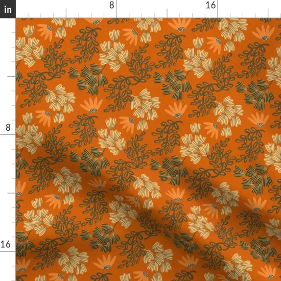 Various Fabrics by the Yard or Fat Quarter Orange Floral Vintage Botanical Wildflowers Romantic Chintz Fall Custom Printed Fabric by Spoonflower {2}