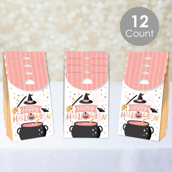 Big Dot of Happiness Pastel Halloween - Pink Pumpkin Party Gift Favor Bags - Party Goodie Boxes - Set of 12 {3}