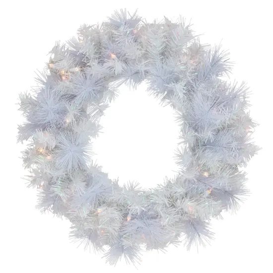 Northlight Pre-Lit Vermont White Pine Artificial Christmas Wreath, 24-Inch, Clear Lights {1}