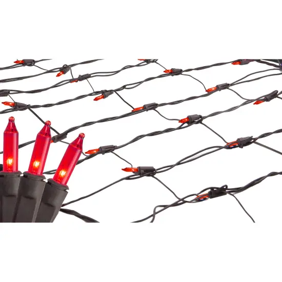 Northlight Mini Net Style Incandescent Christmas Lights - 2' x 8' - Red - Brown Wire {1}