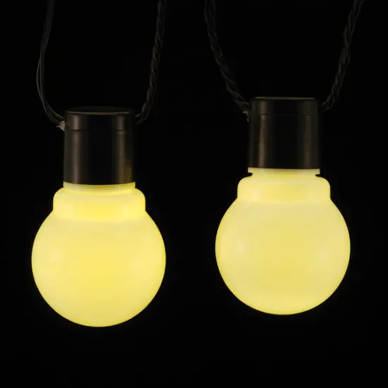 Kurt Adler LED Christmas Mini Glass Globe Light Set - White - 15 ft Black Wire - 10ct {3}