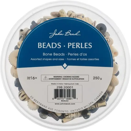 John Bead Natural Bone Beads Assorted Box Set, 250g Multicolored {3}