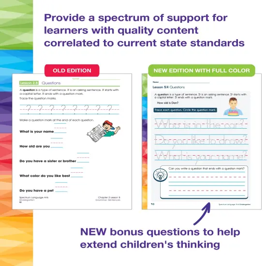 Spectrum Language Arts Kindergarten Workbooks, Activity Book for Kids Ages 5-6 Covering Alphabet, Grammar, Parts of Speech, Vocabulary, Sentences, and More, ELA Classroom or Homeschool Curriculum {3}