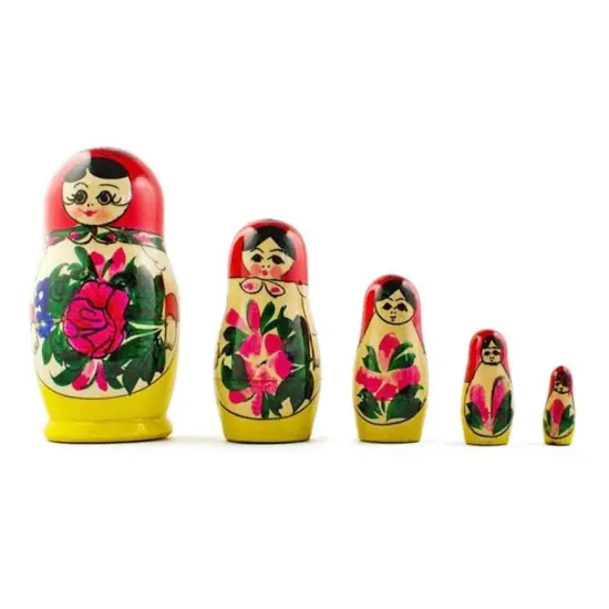 Set of 5 Unfinished Wooden Nesting Dolls DIY Craft Blanks for Painting 6 Inches {7}