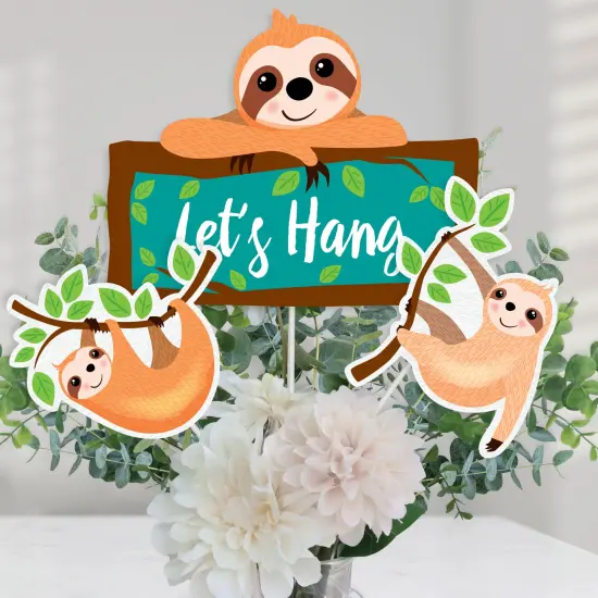 Big Dot of Happiness Let's Hang - Sloth - Baby Shower or Birthday Party Centerpiece Sticks - Table Toppers - Set of 15 {1}