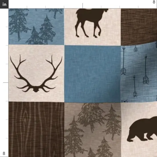 Various Fabrics by the Yard or Fat Quarter Brown Woodland Bears Patchwork Moose Antlers Wildlife Cabincore Tree Arrows Cheater Quilt Nature Cabin Custom Printed Fabric by Spoonflower {4}