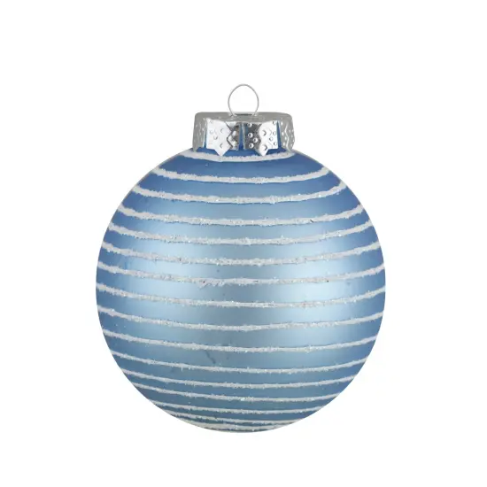 Northlight Snowflake and Striped Glass Christmas Ball Ornaments - 1.75" (45mm) - Ice Blue - 12ct {5}