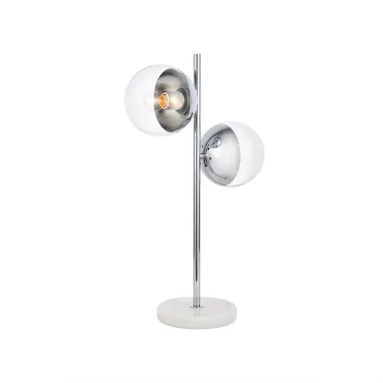Eclipse 2 Lights Chrome Table Lamp With Clear Glass {3}
