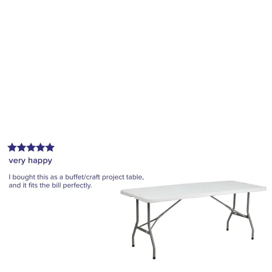 Emma and Oliver 6-Foot Bi-Fold Plastic Folding Table Granite White {3}