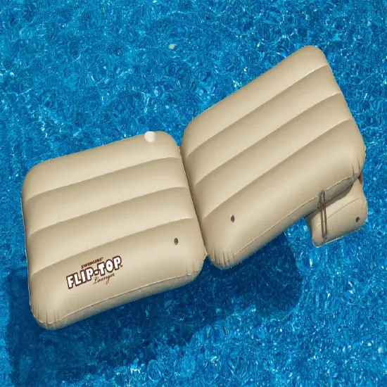 Swim Central 88" Inflatable Beige Adjustable Flip-Top Swimming Pool Lounger Raft {6}