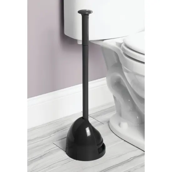 mDesign Plastic Freestanding Hideaway Toilet Bowl Plunger with Holder {2}