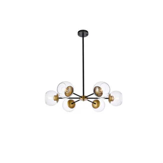 Briggs 30 inch pendant in black and brass with clear shade {1}