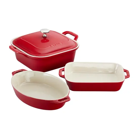Staub Ceramic 4-pc Baking Pans Set, Casserole Dish with Lid, Brownie Pan {1}