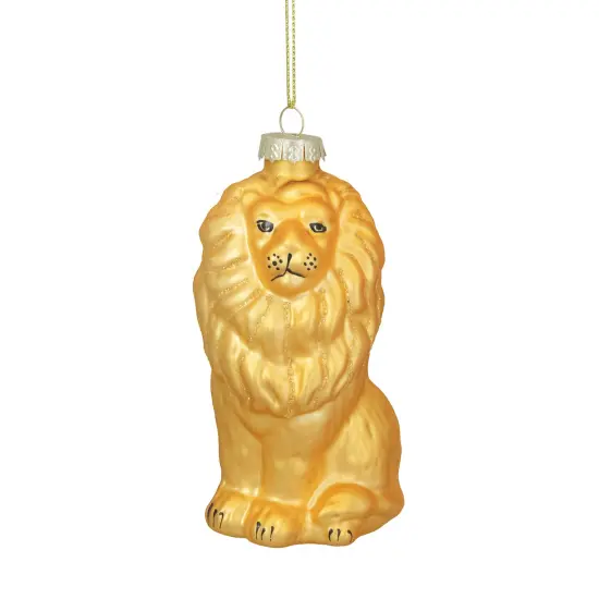 Northlight Standing Lion Glass Christmas Ornament - 4.25" - Golden Yellow {1}