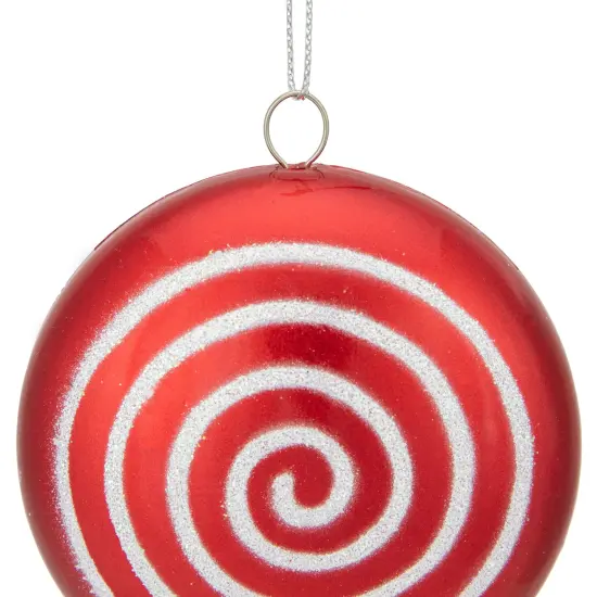 Northlight 10" Red Candy Lollipop with Iridescent Glitter Swirl Shatterproof Christmas Ornament {4}