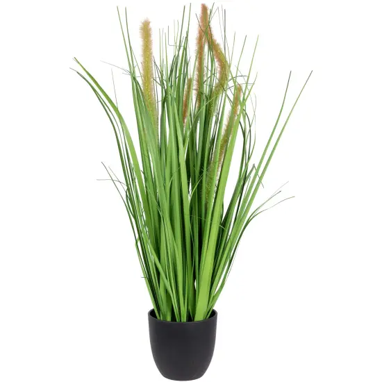Northlight 24" Artificial Onion Grass Plant in Black Pot Green {1}