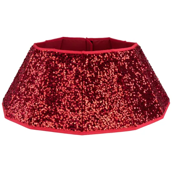 Northlight 26" Red Sequins Hexagonal Christmas Tree Collar {1}