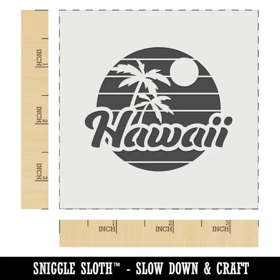 Hawaii Sunset Text with Palm Trees Wall Cookie DIY Craft Reusable Stencil {5}
